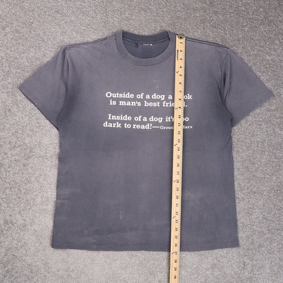 Vintage Groucho Marx Quote Books Alaska Bookstore XL Gray Short Sleeve T-Shirt - Picture 3 of 9